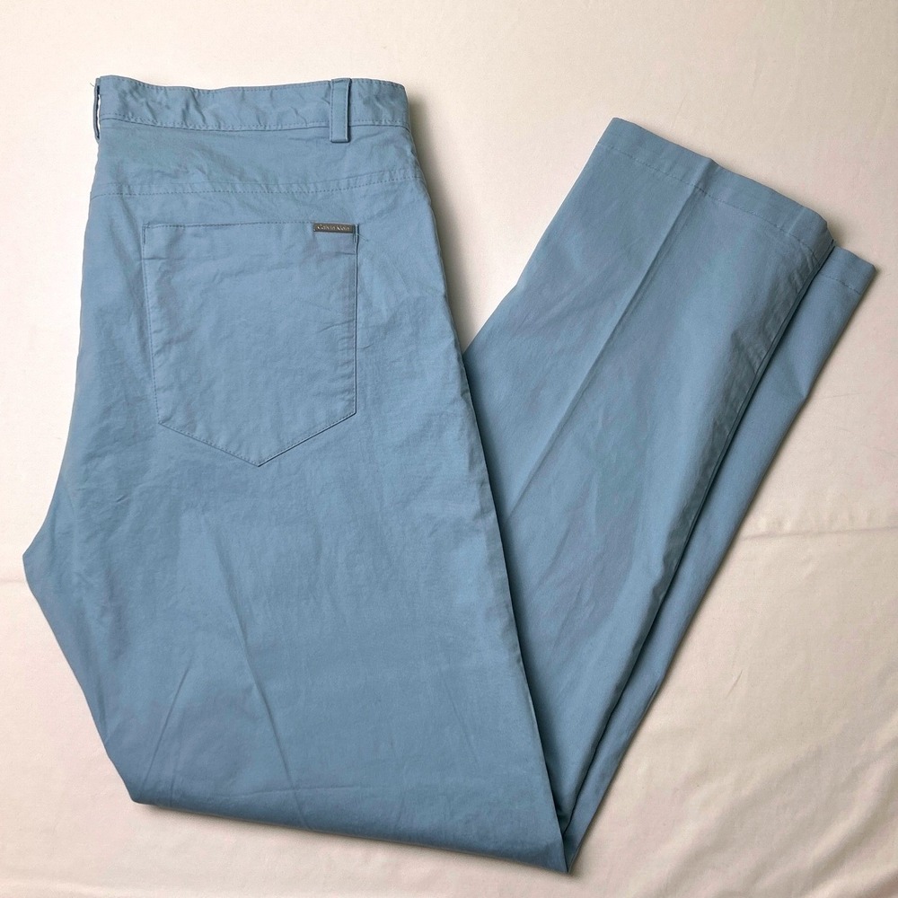 Calvin Klein Mens Slim Fit Stretch Cotton Chino Pants Size 38x32 Blue Preppy